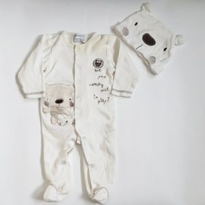 Babaluna Teddy Bear One-piece Sleeper with Hat